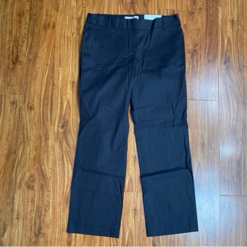 NWT New LOFT Women's Dark Gray Marisa Pinstripe Modern Straight Trouser Size 4